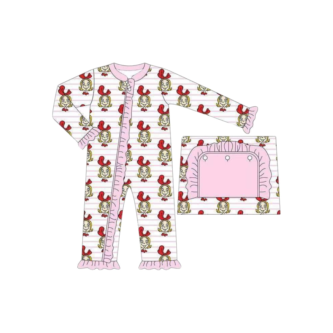 Petit Bebe Boys Red Check Snowman Smocked Longall