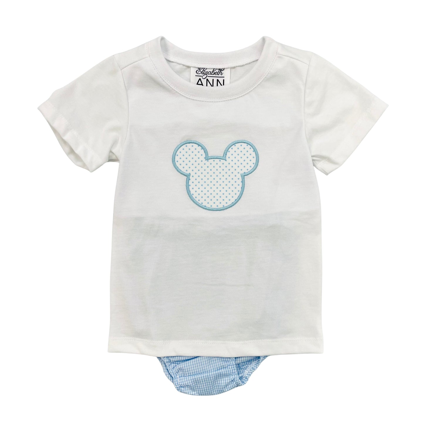 Elizabeth Ann Boys Mouse Applique Diaper Set