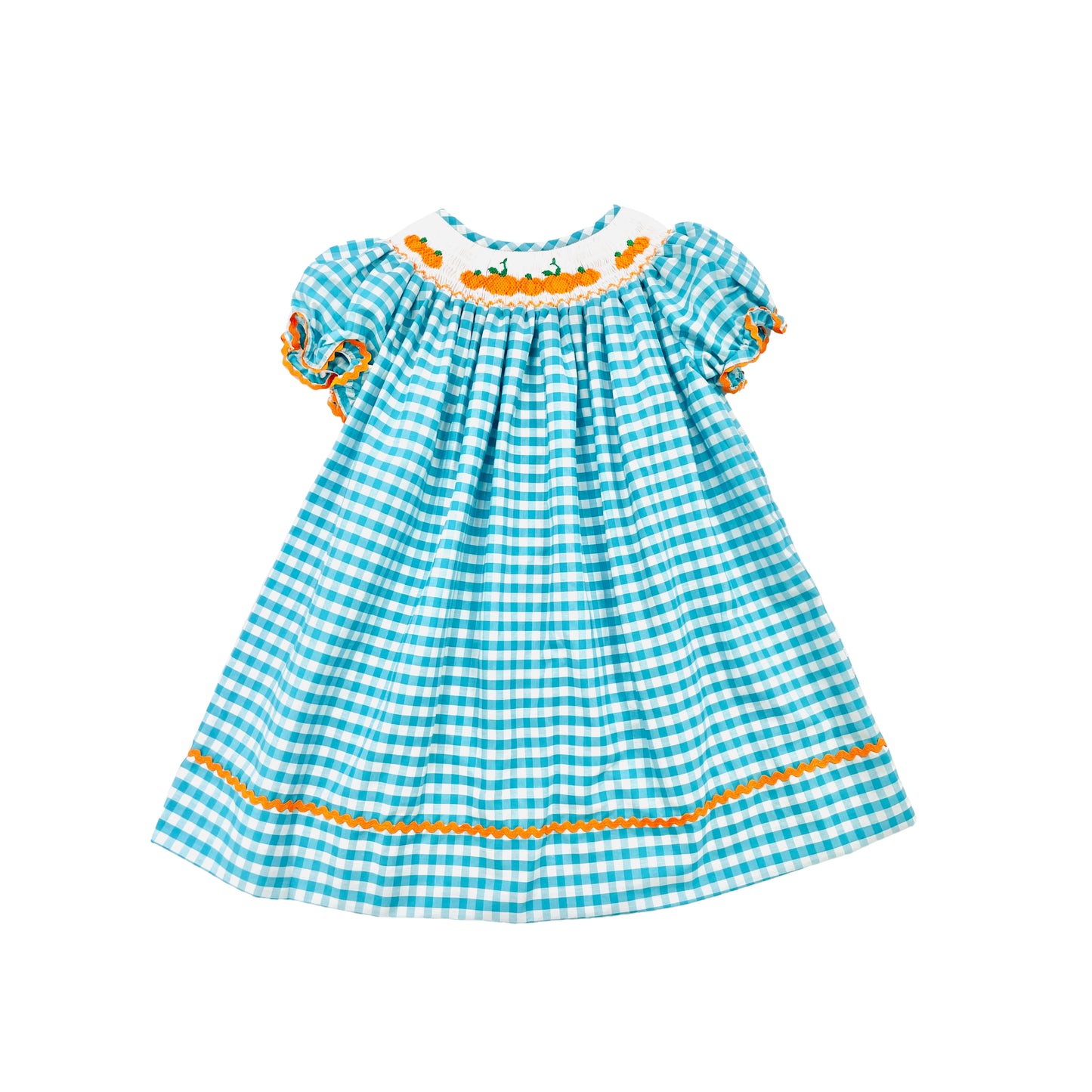 Elizabeth Ann Girl Smocked Pumpkin Gingham Dress
