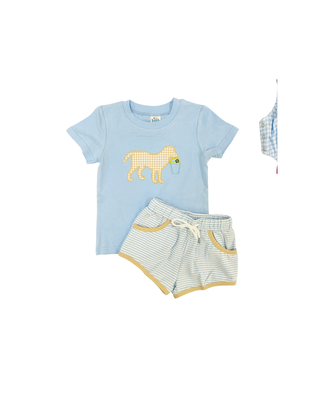 Funfetti Kids Puppy with Sand Bucket Stripe Short Set