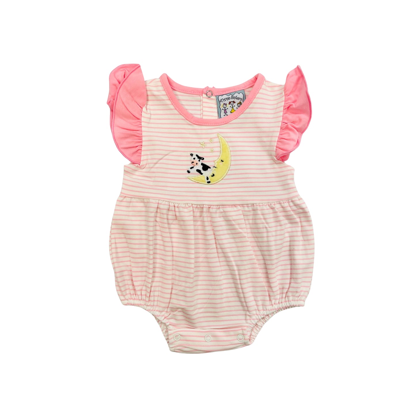 Three Sisters Girls Cow On Moon Applique Bubble