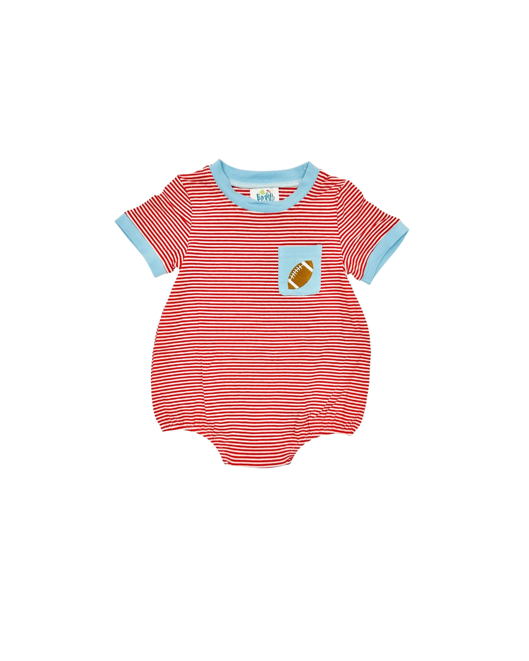 Funfetti Kids Red/Light Blue Embroidered Football Pocket Bubble