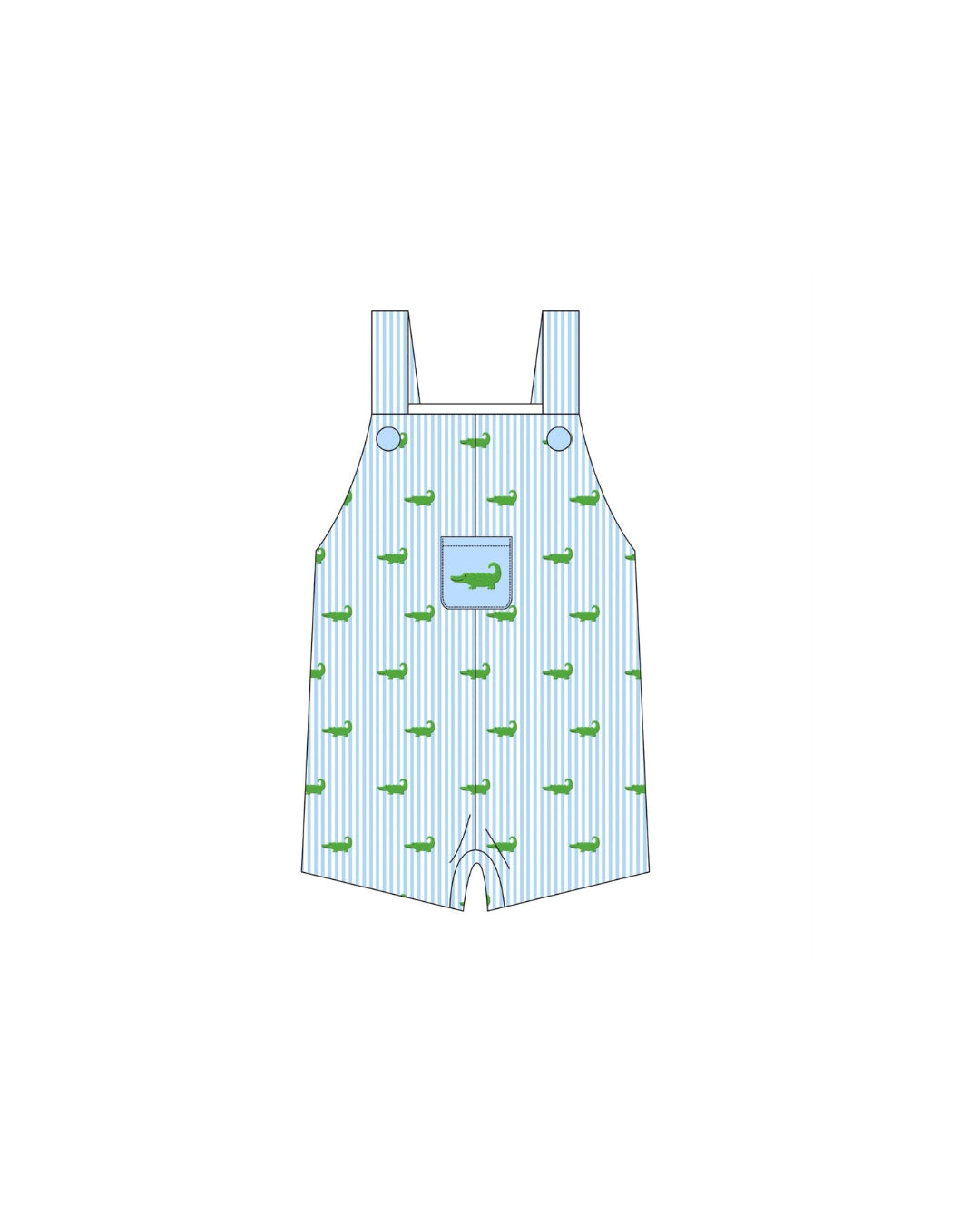 PRE ORDER - Hazel Blue Blue Seersucker Embroidered Gator Jon Jon