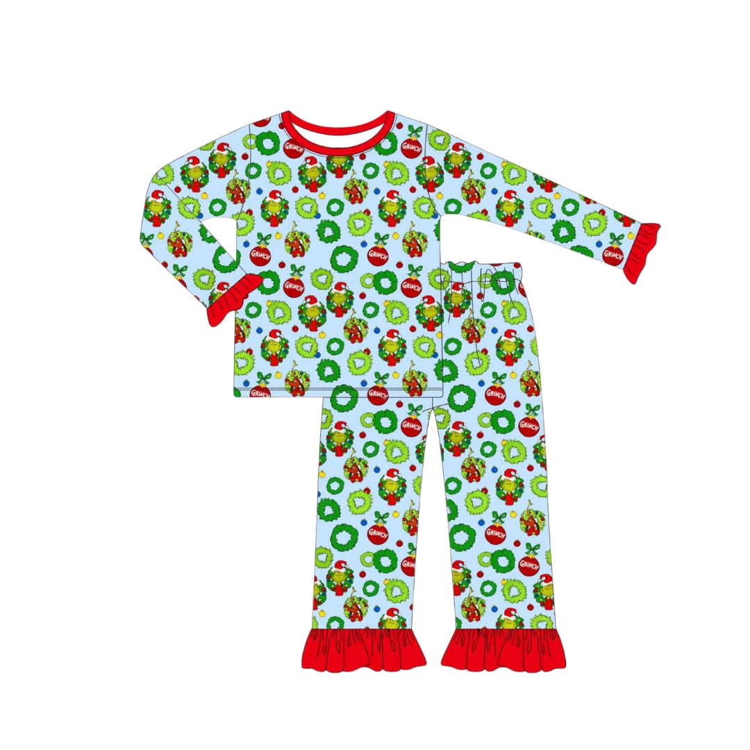 Lil Cactus Girls Santa Sleigh Smocked Red Plaid Dress