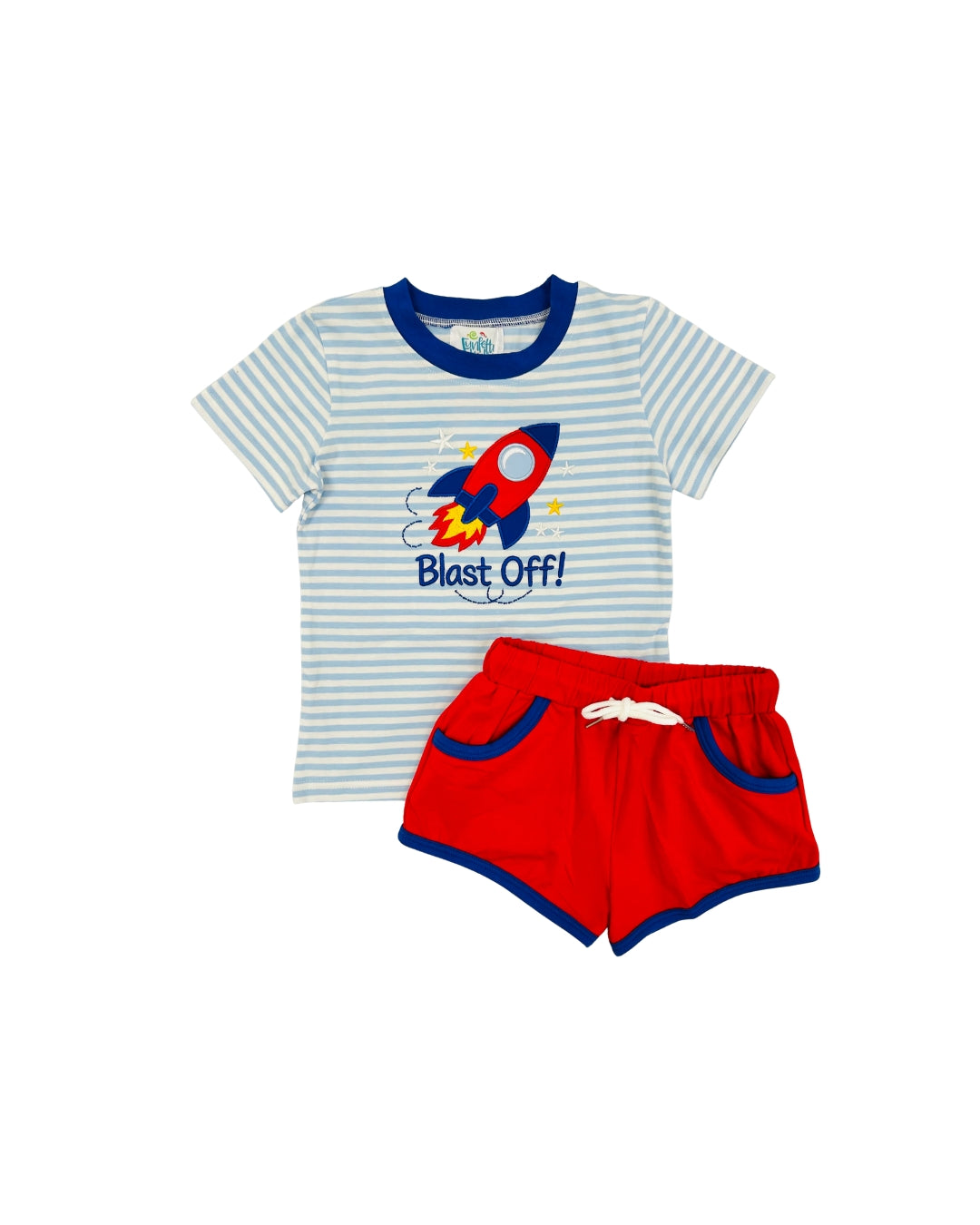 Funfetti Kids Blast Off Applique Short Set