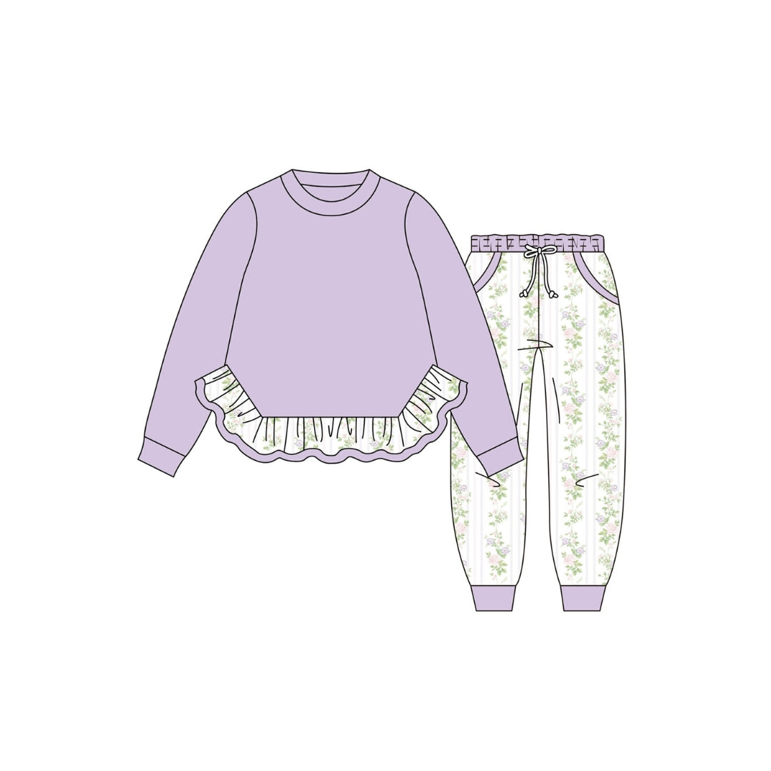 PRE ORDER - Funfetti Kids Purple Floral Jogger Set