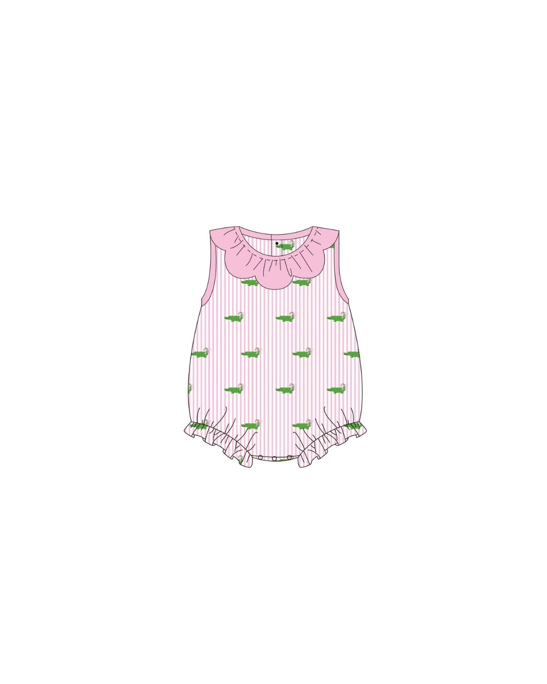 PRE ORDER - Hazel Blue Pink Seersucker Embroidered Gator Bubble