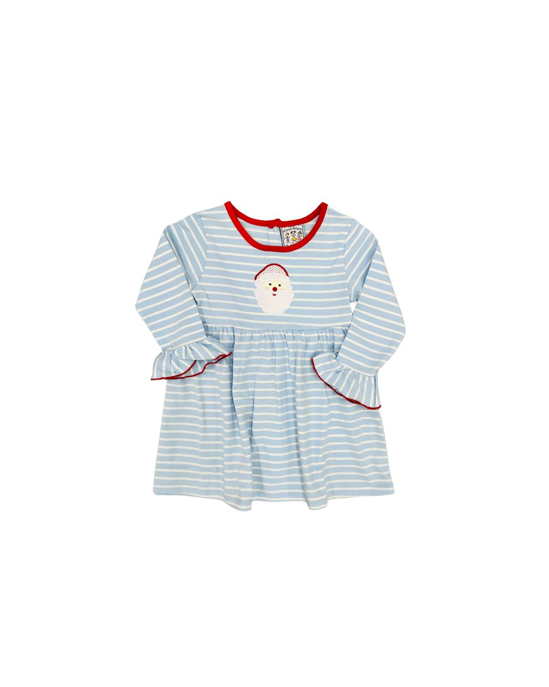 Three Sisters Blue Stripe Santa Ruffle Dress