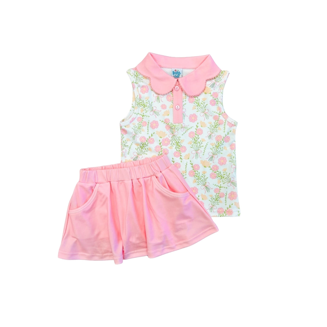 Funfetti Kids Pink Floral Active Skirt Set