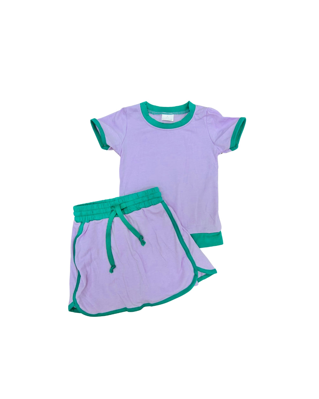 Lilac/Green Color Block Skort Set