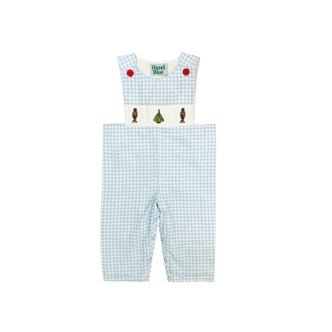 Hazel Blue Blue Check Nutcracker Applique Longall