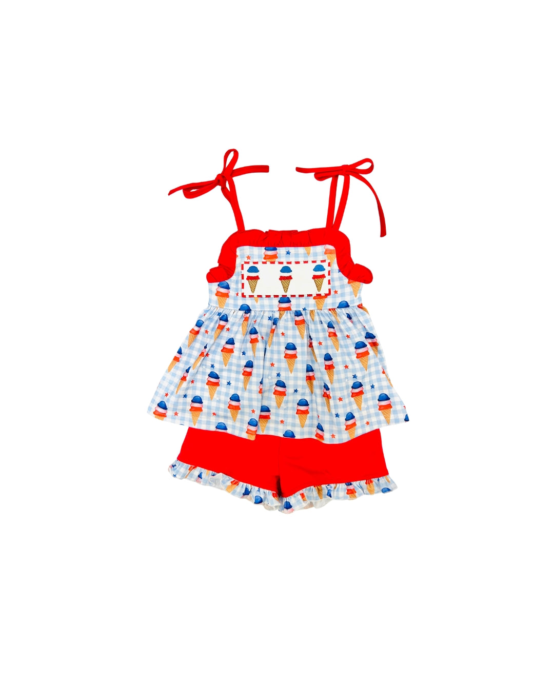 Funfetti Kids Patriotic Ice Cream Ruffle Short Set