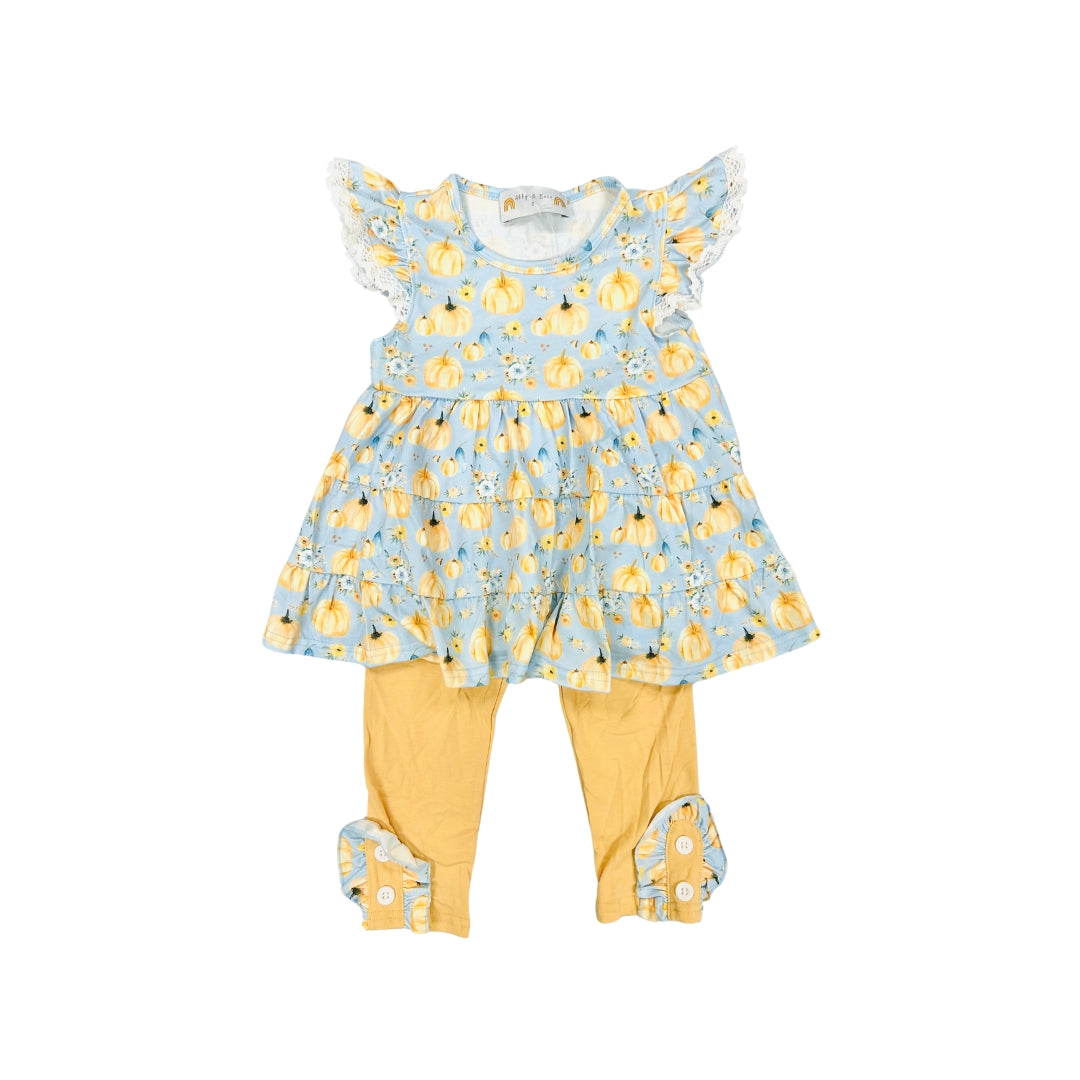Pumpkin/Floral Ruffle Legging Set