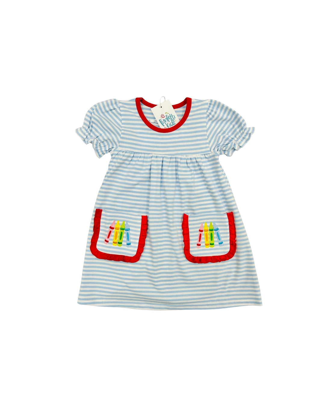 Funfetti Kids Crayon Embroidered Ruffle Dress
