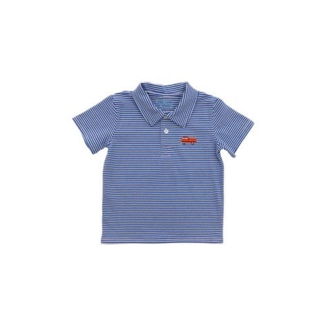 Itsy Bitsy Embroidered Firetruck Royal Blue Polo