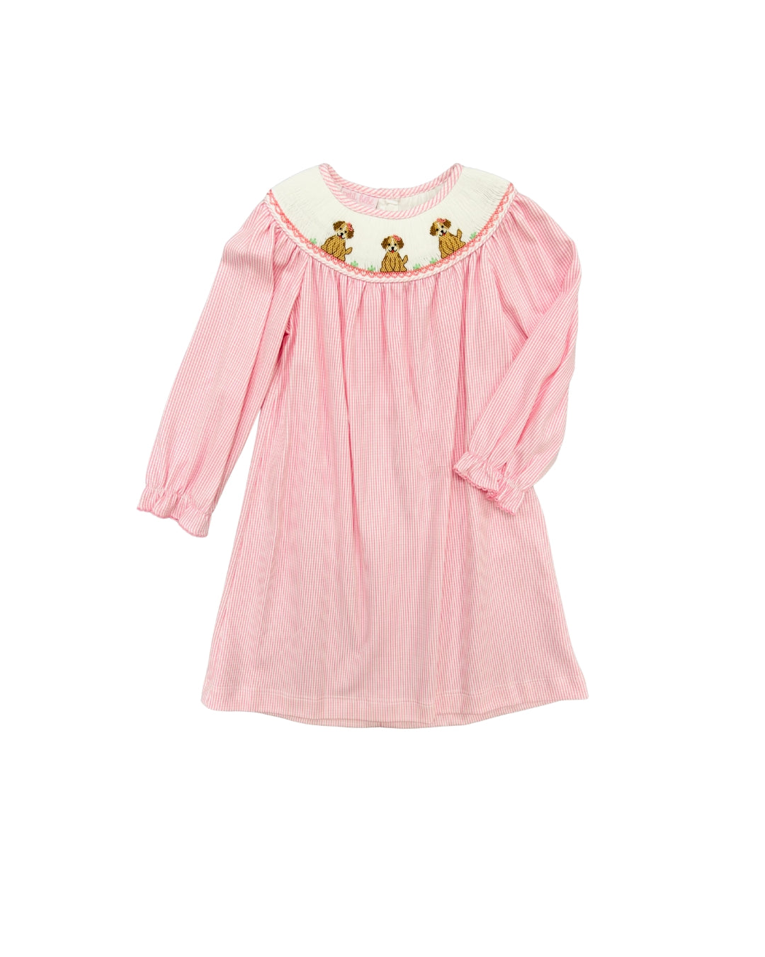 Petit Bebe Hand Smocked Pink Puppy Dress