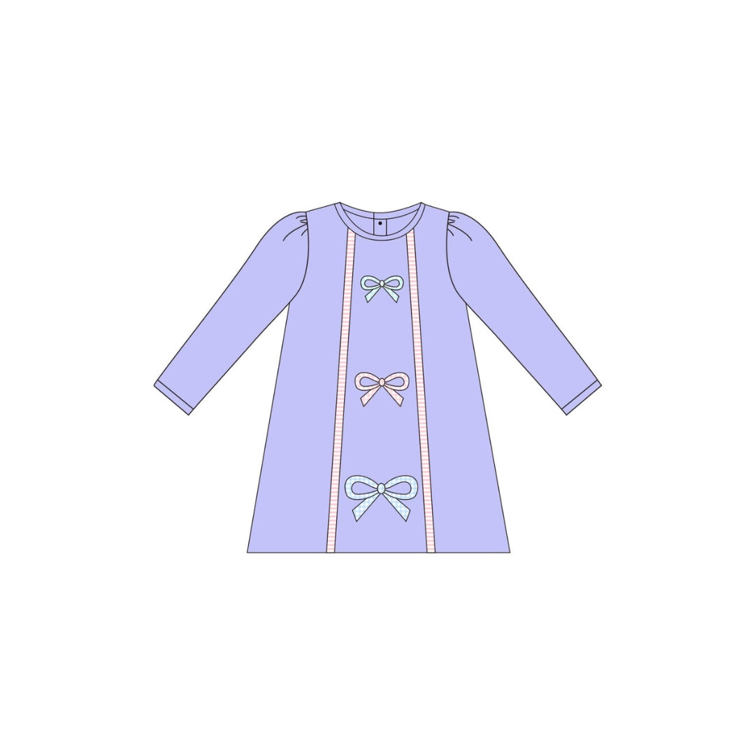 PRE ORDER - Funfetti Kids Purpl Bow Applique Dress