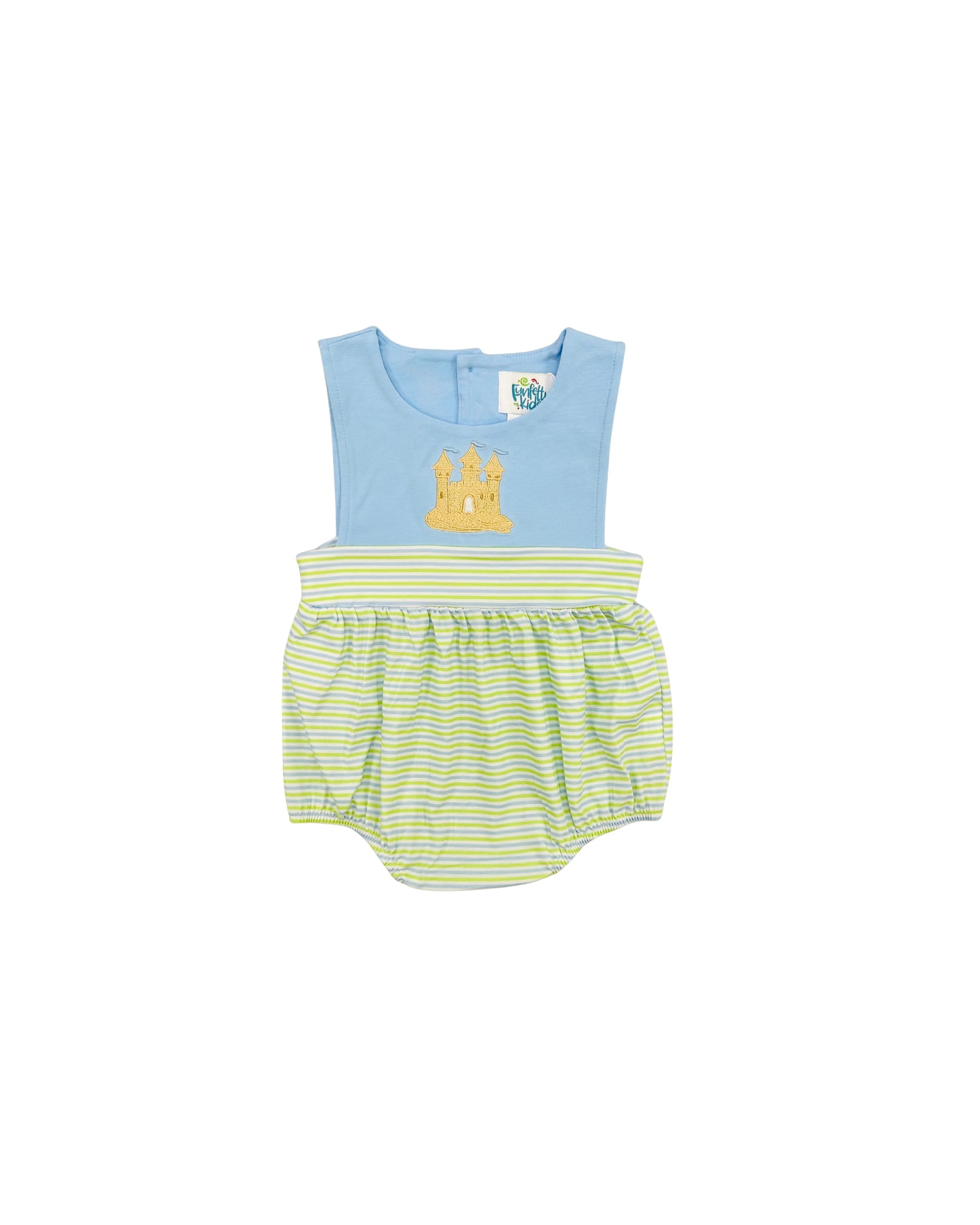 Funfetti Kids Sand Castle Applique/Stripe Bubble