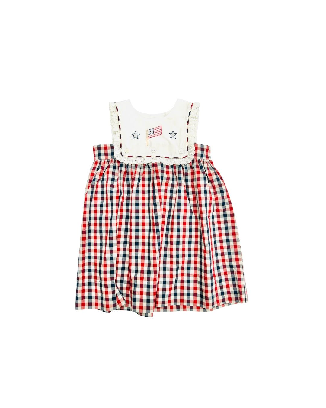 Remember Nguyen Red/Navy Plaid Flag Dress