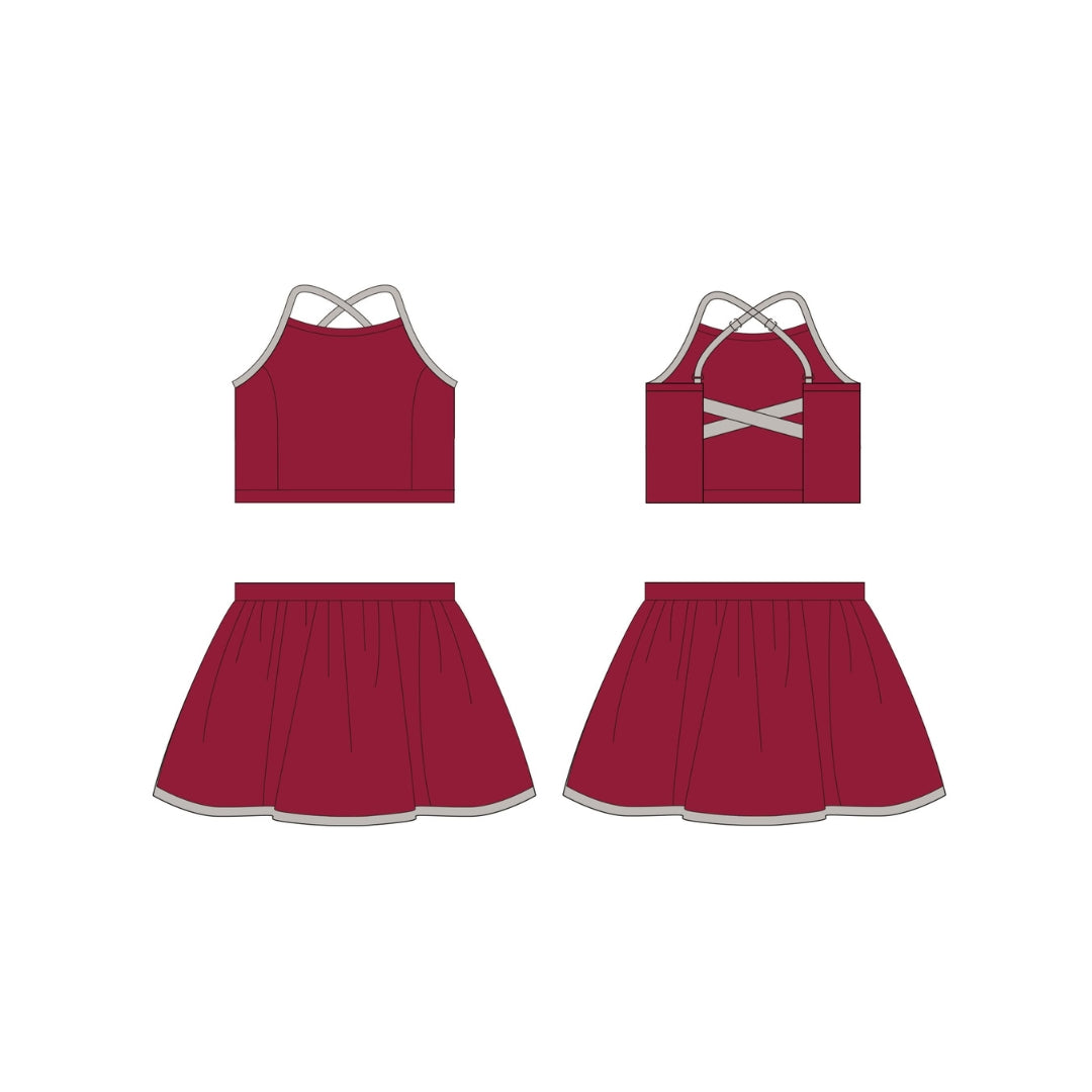 PRE ORDER - Funfetti Kids Maroon/Grey Active Set