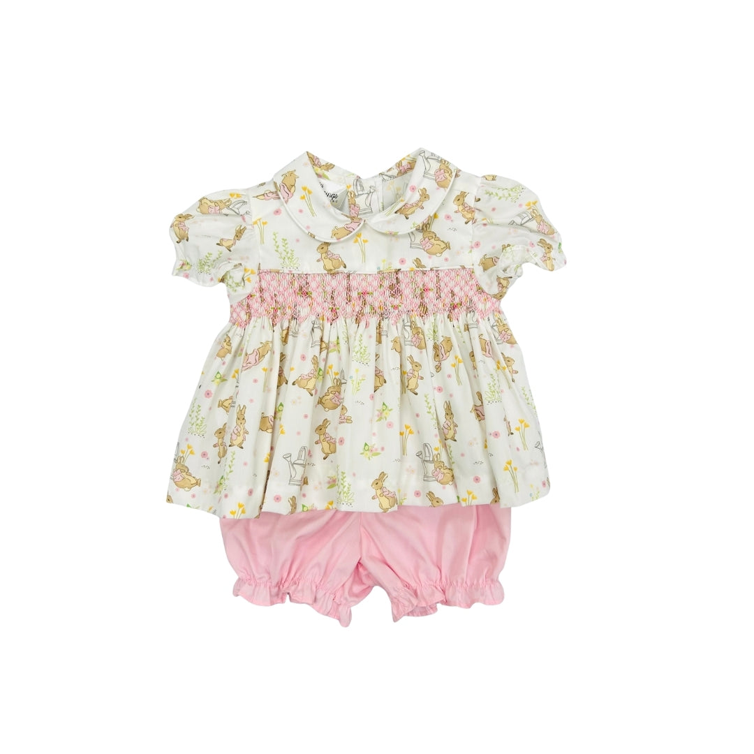 Baby Blessings Hand Smocked Bunny Tales Bloomer Set