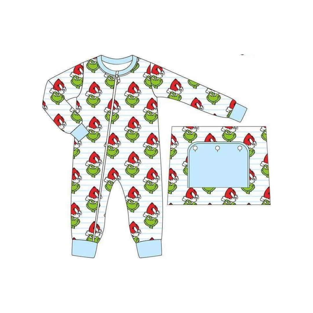 Petit Bebe Boys Red Check Snowman Smocked Longall