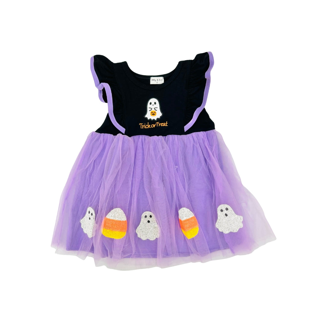 Purple Sequin Candy Corn/Ghost Dress