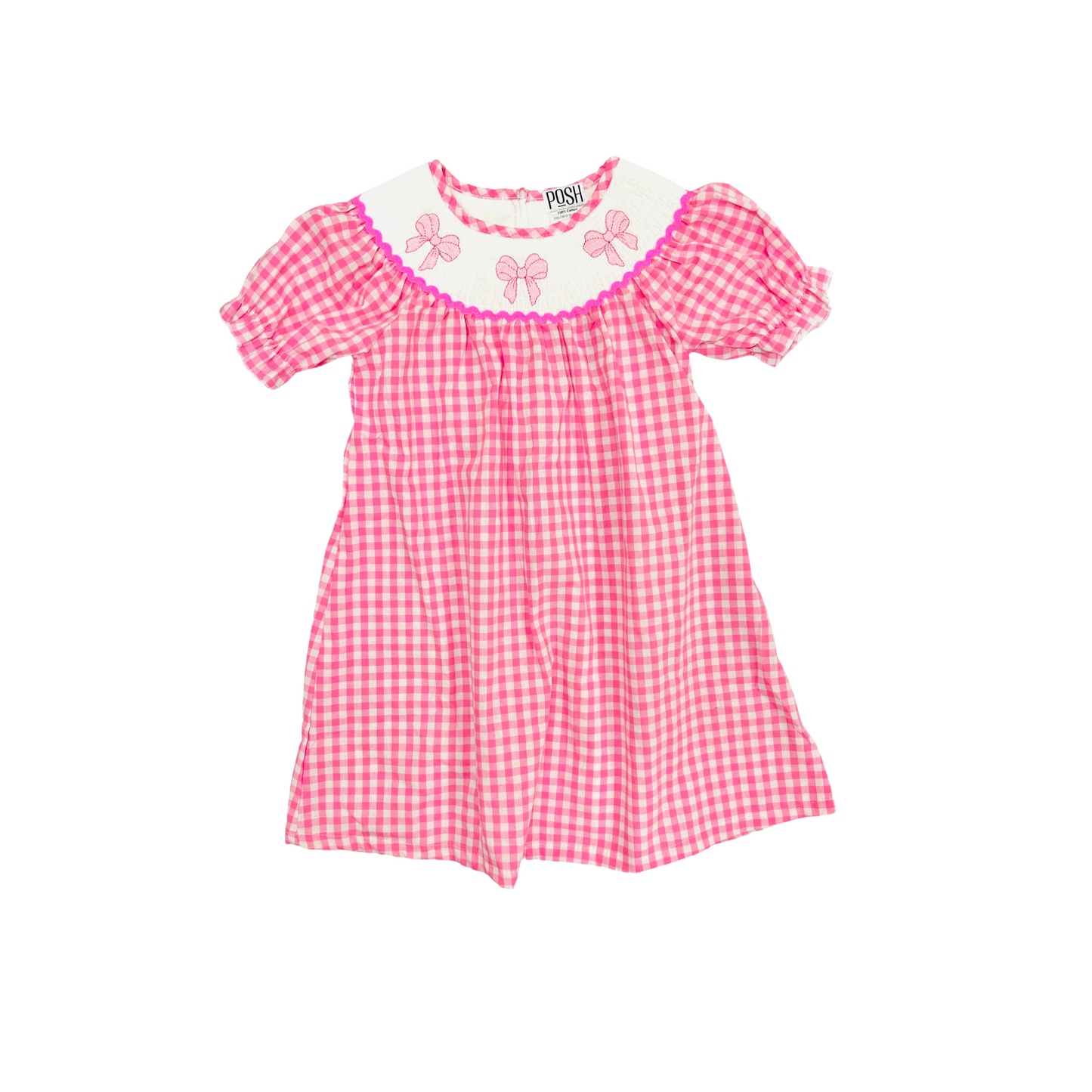 Smocked Pink Bow/Pink Check Dress