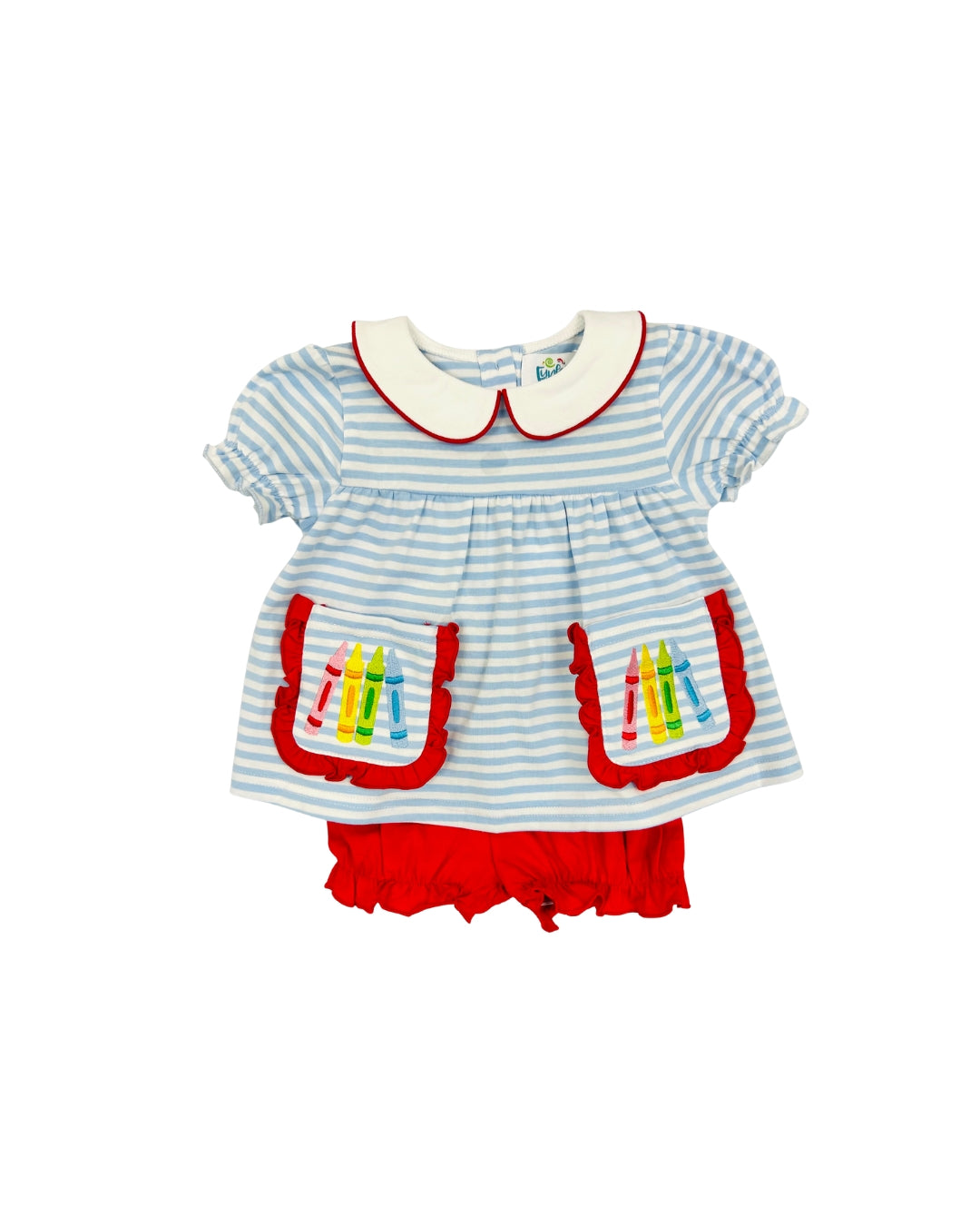 Funfetti Kids Crayon Embroidered Ruffle Bloomer Set