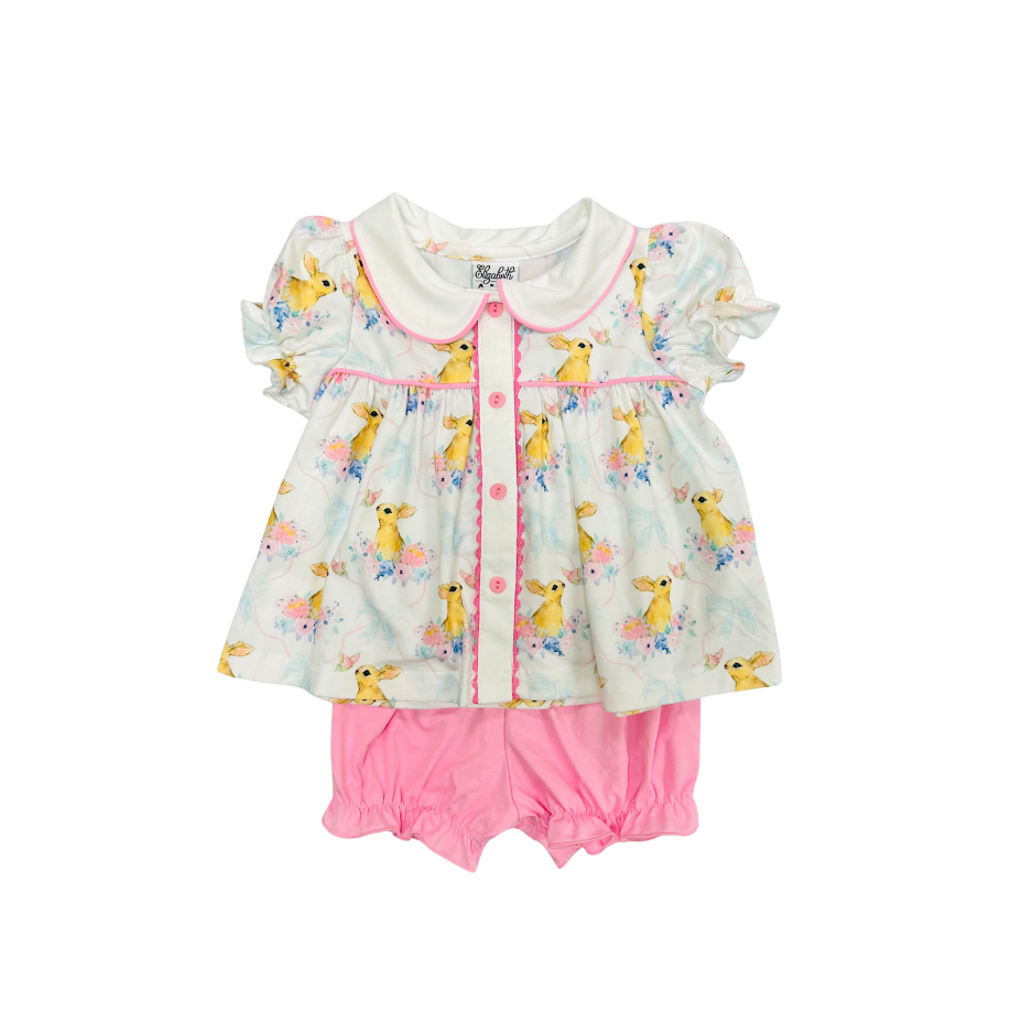 Elizabeth Ann Girl Bunny Blommer Set with Ric Rac Trim