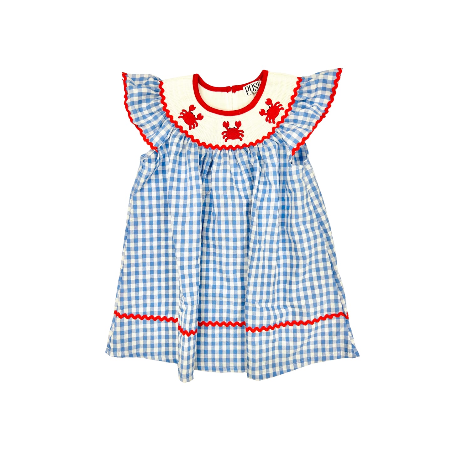 POSH Embroidered Crab Dress with Ric Rac Trim