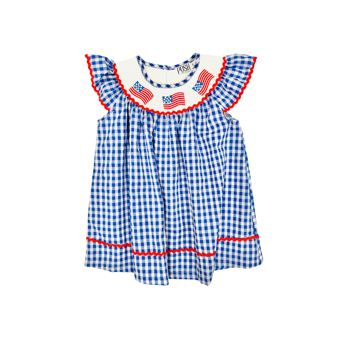 POSH Embroidered Flag Gingham Dress