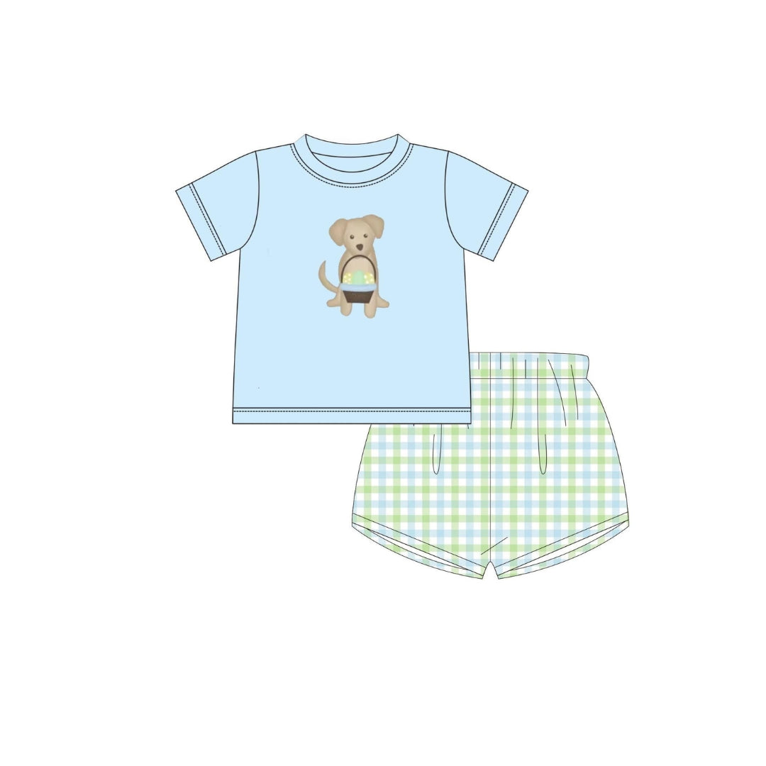 PRE ORDER - Funfetti Kids Puppy/Basket Applique Short Set