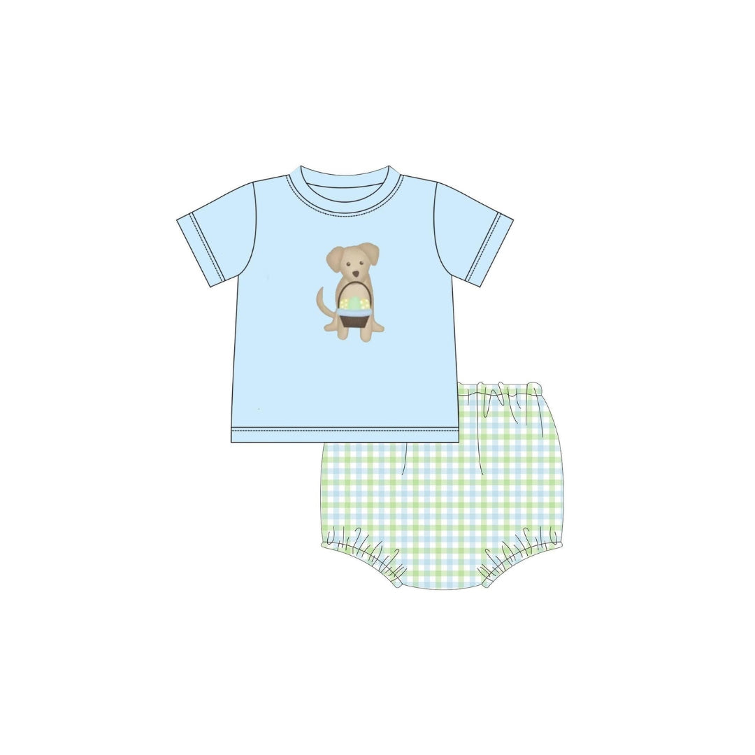 PRE ORDER - Funfetti Kids Puppy/Basket Applique Diaper Set