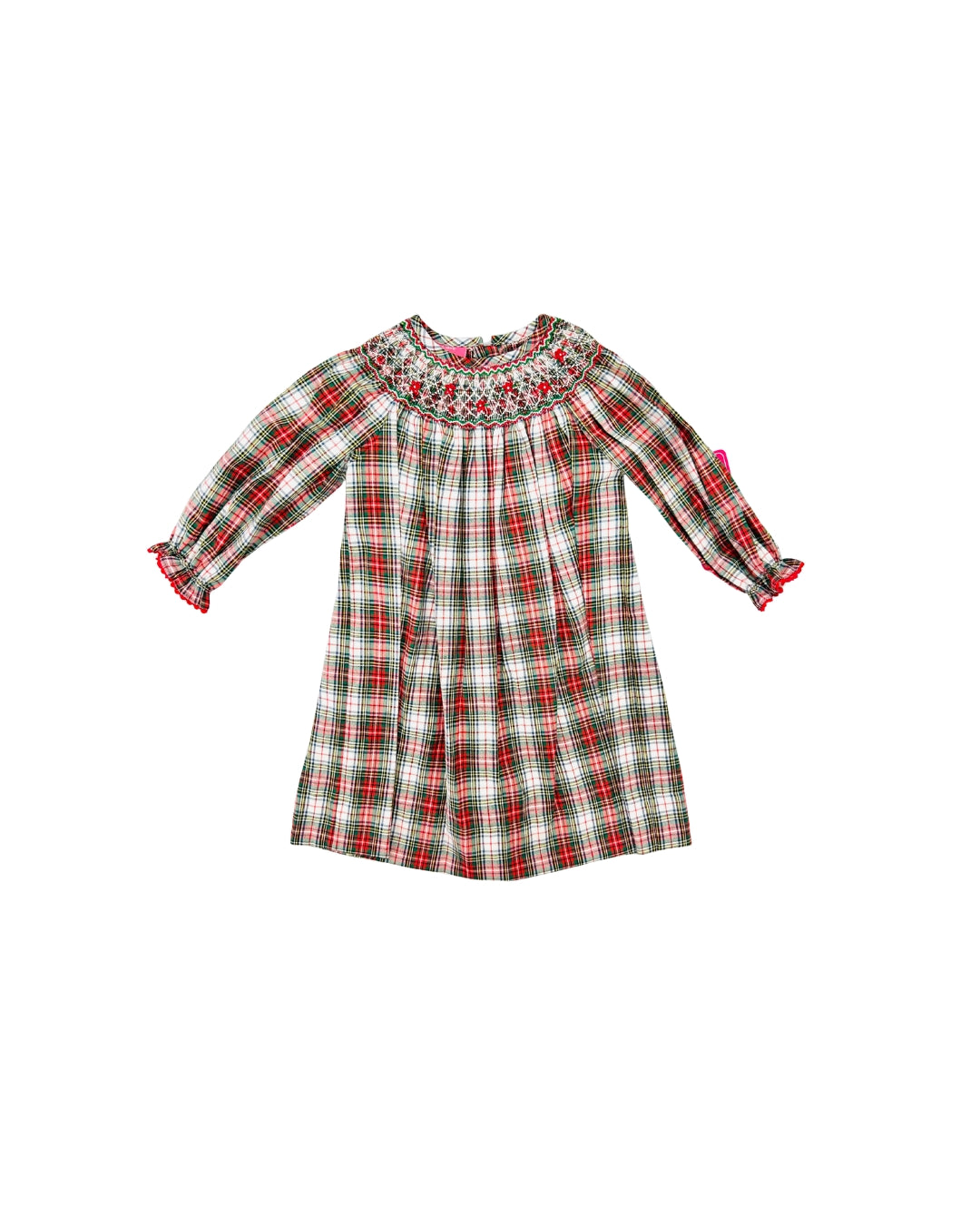 Anavini Smocked Tartan Long Sleeve Dress