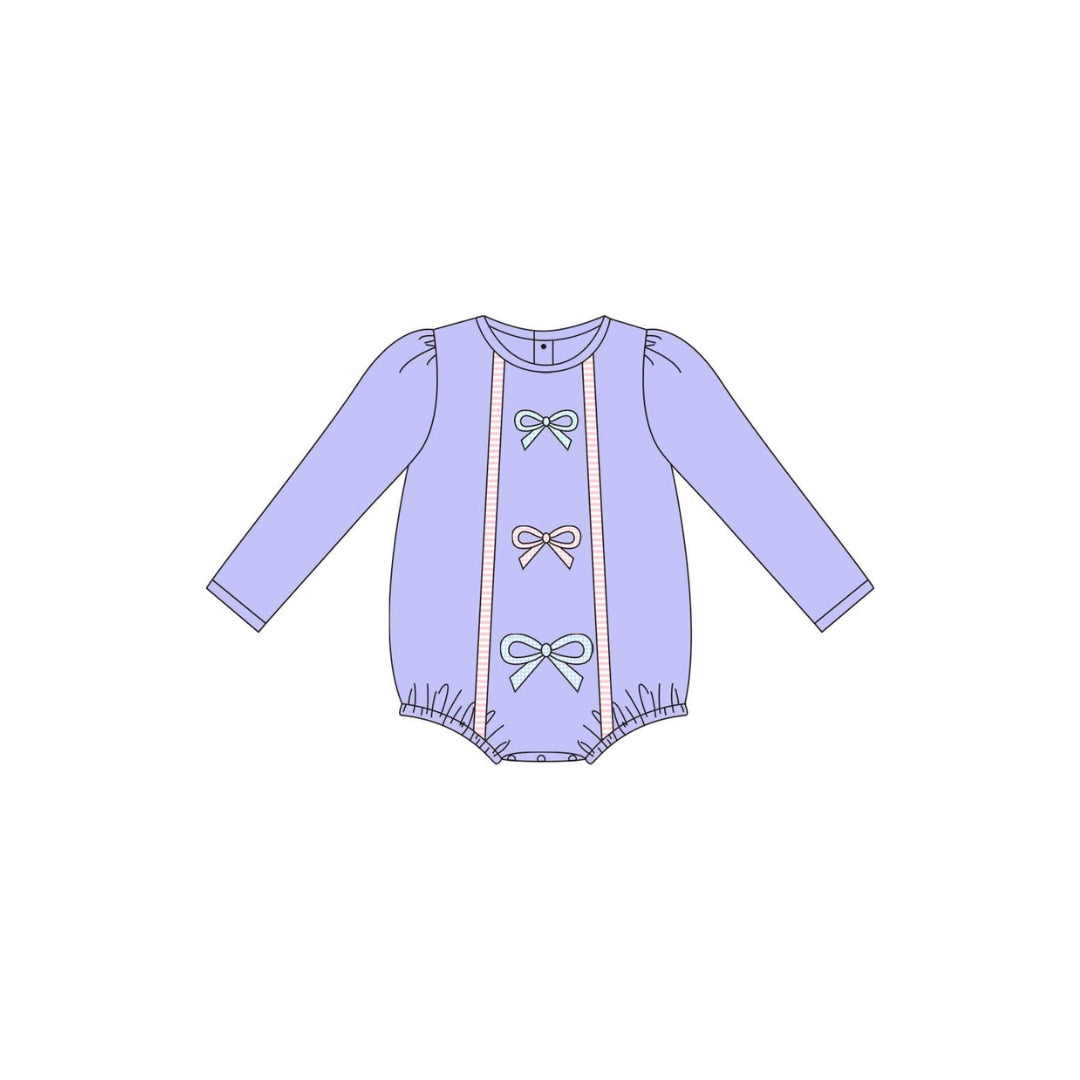 PRE ORDER - Funfetti Kids Purpl Bow Applique Bubble