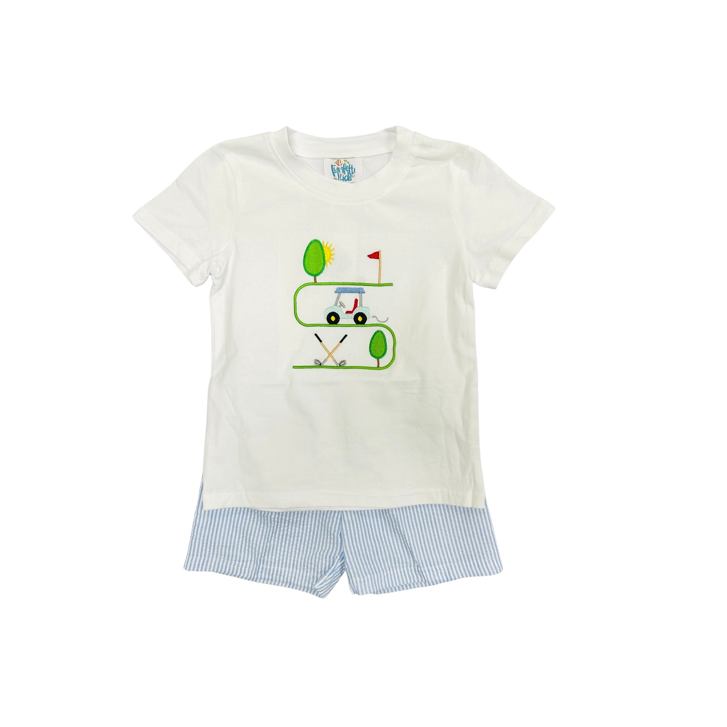 Funfetti Kids Boy Blue Golf Track Short Set