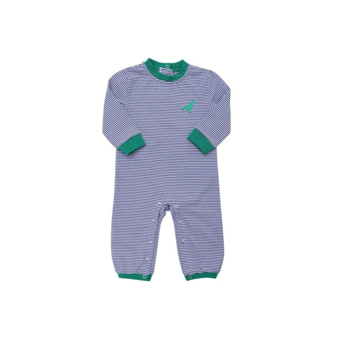 Itsy Bitsy Boy Embroidered Dino Long Sleeve Romper
