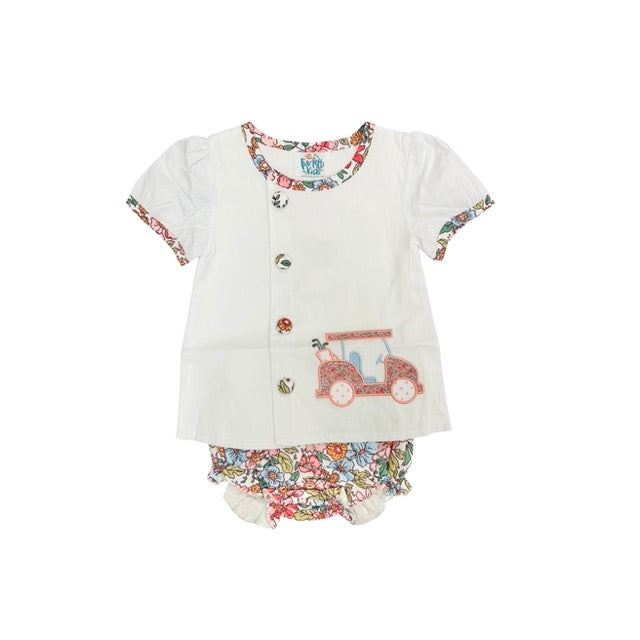 Funfetti Kids Girl Floral/Golf Cart Applique Bloomer Set