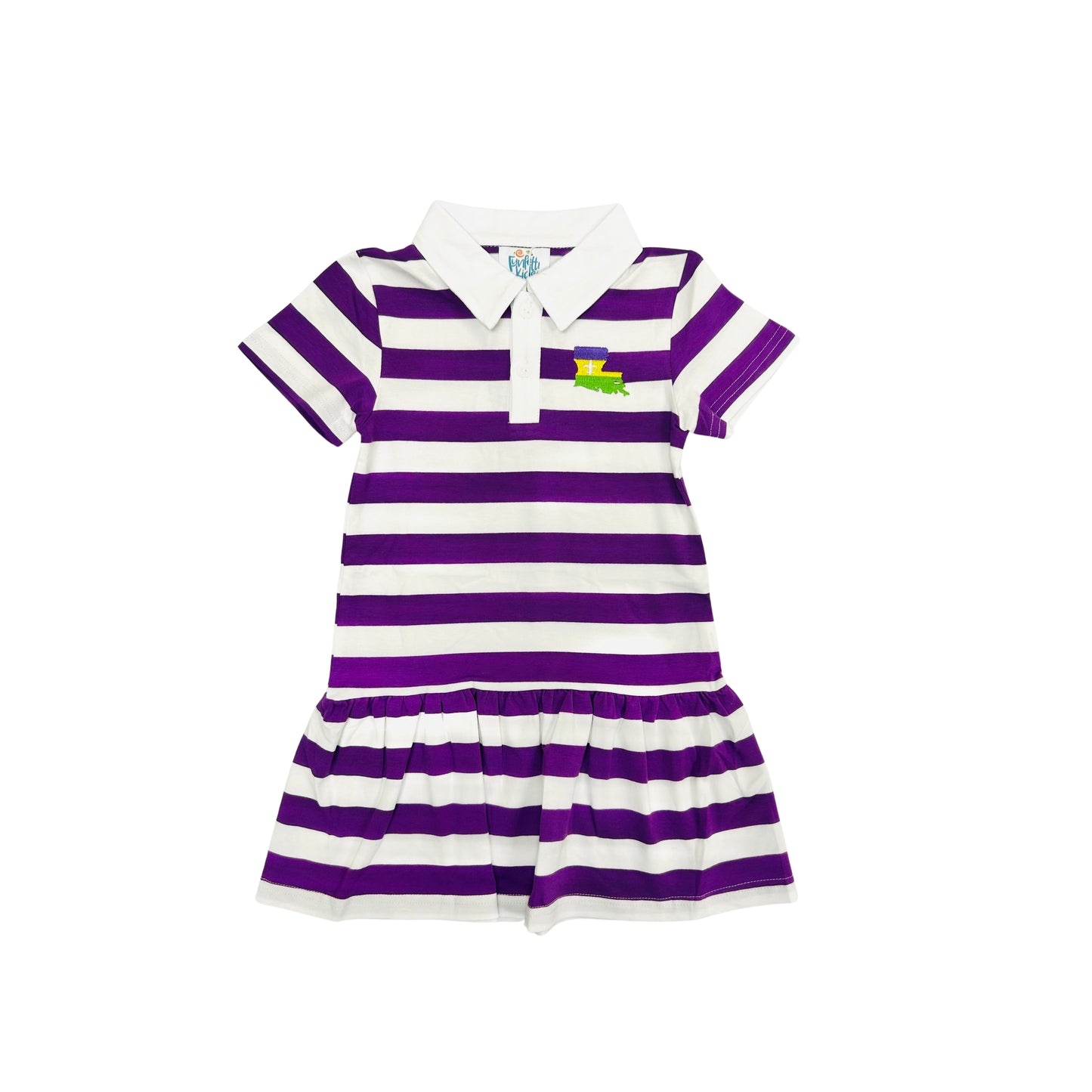 Funfetti Kids Embroidered Louisiana Stripe Dress