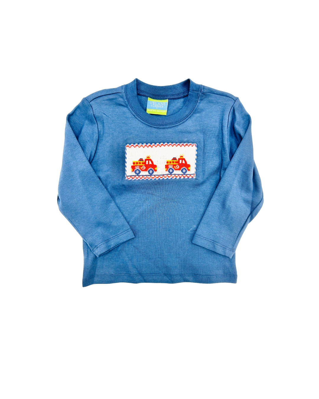 Anavini Navy Hand Smocked Firetruck Shirt