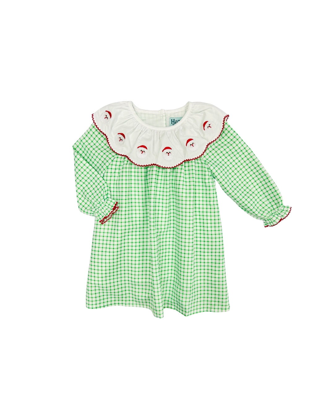 Hazel Blue Embroidered Santa Window Pane Dress