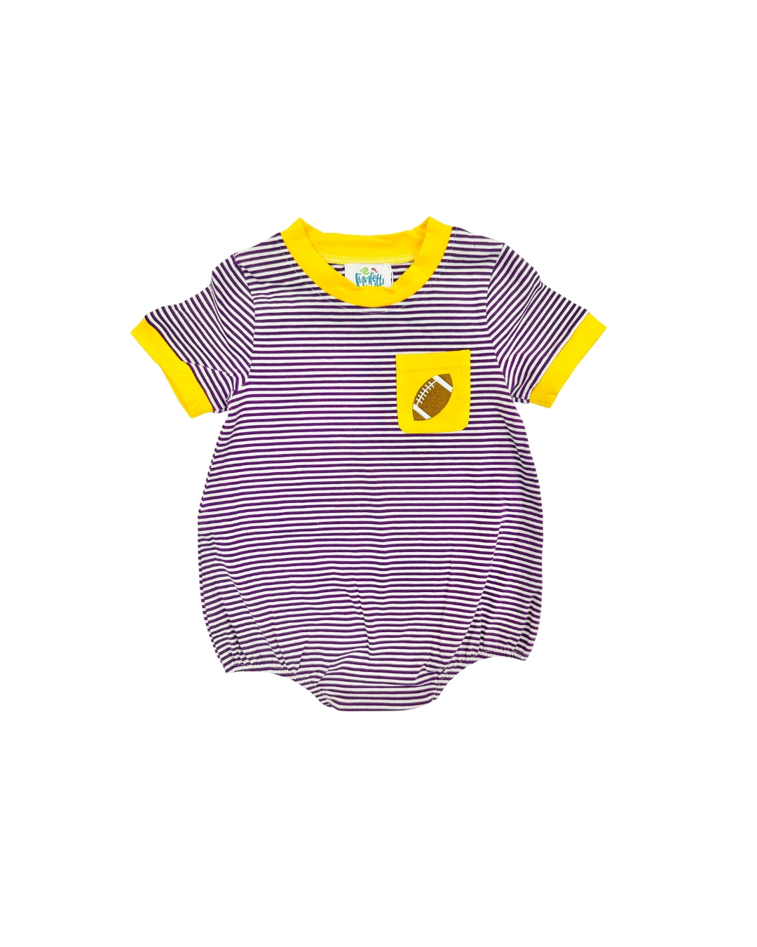 Funfetti Kids Purple/Gold Embroidered Football Pocket Bubble