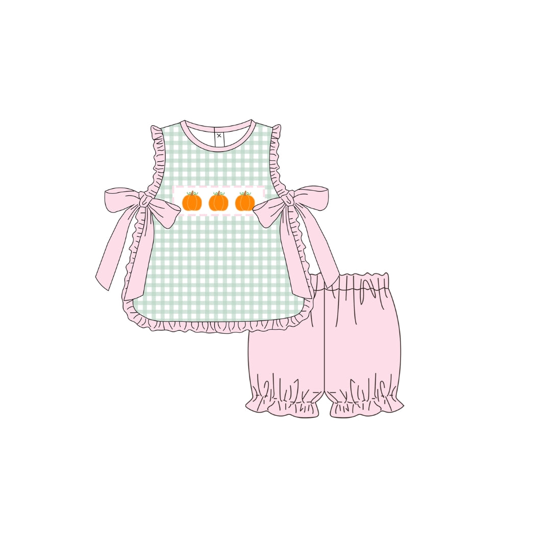 PRE ORDER - Funfetti Kids Pumpkin/Gingham Ruffle Bloomer Set