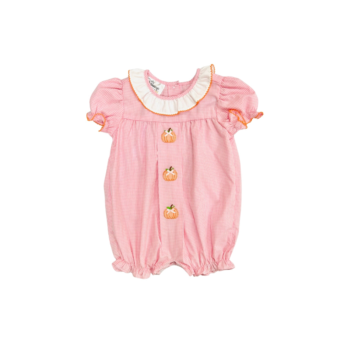 Baby Blessings Girls Pink Embroidered Pumpkin Bubble