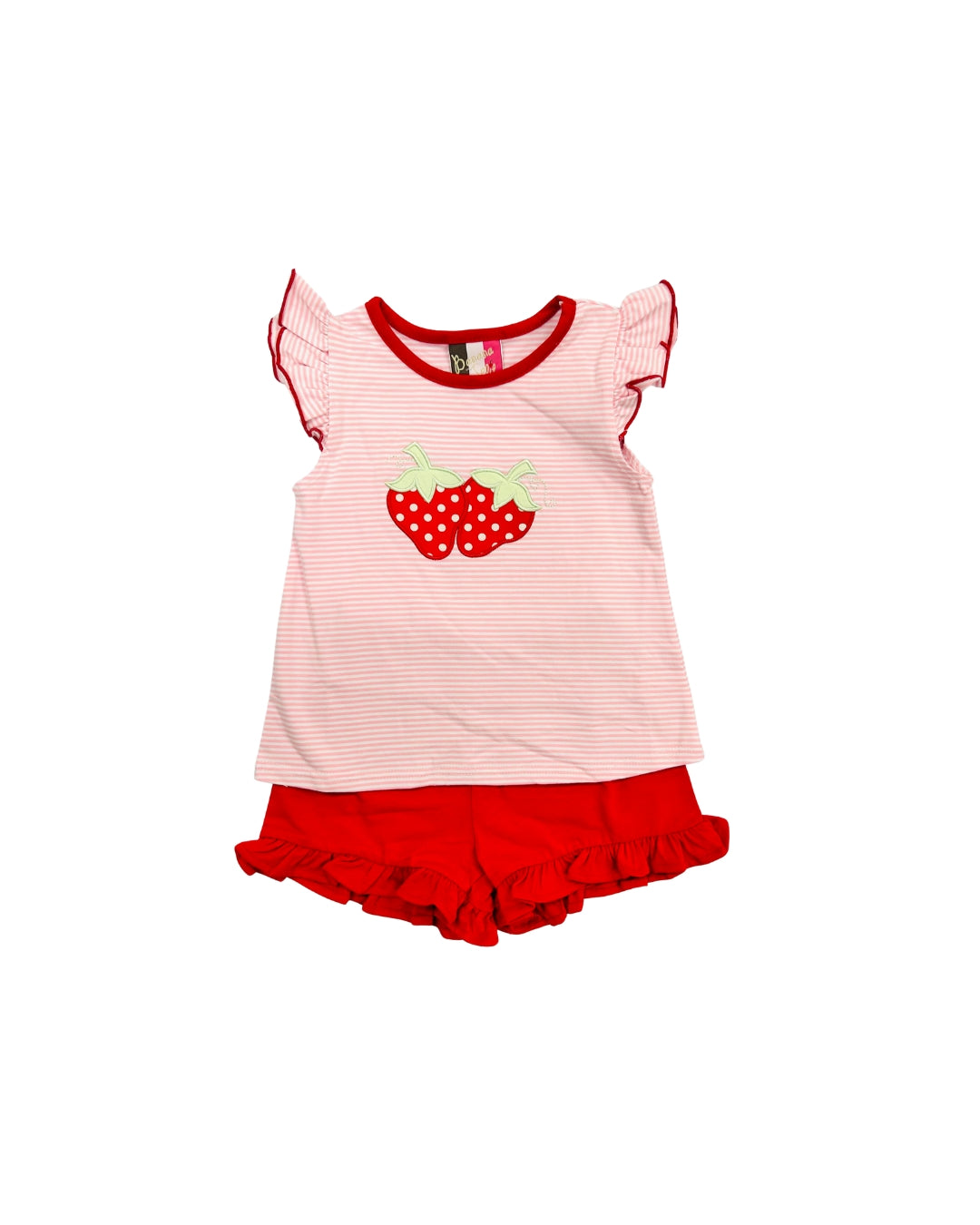 Banana Split Polka Dot Strawberry Ruffle Short Set