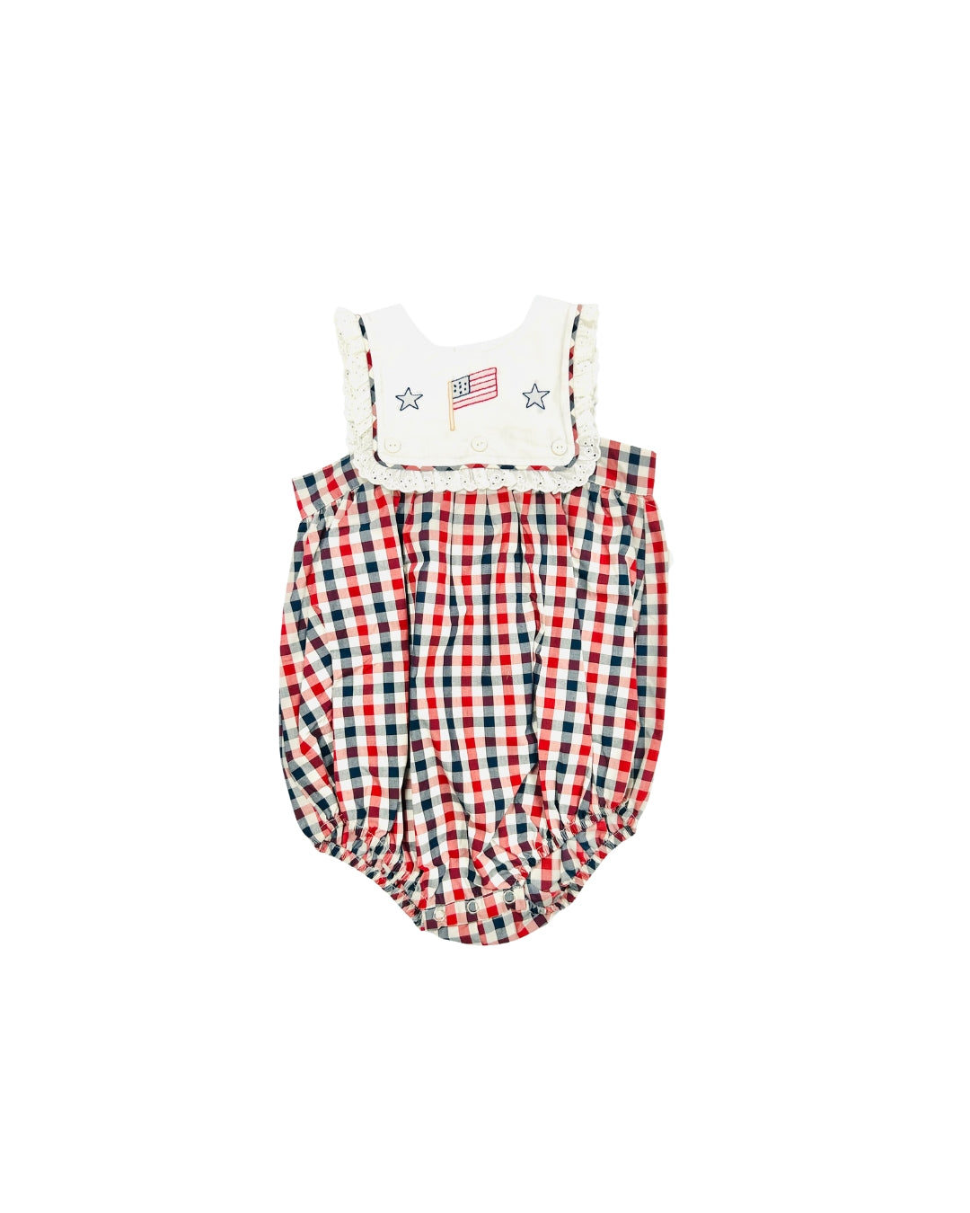 Remember Nguyen Red/Navy Plaid Flag Ruffle Bubble