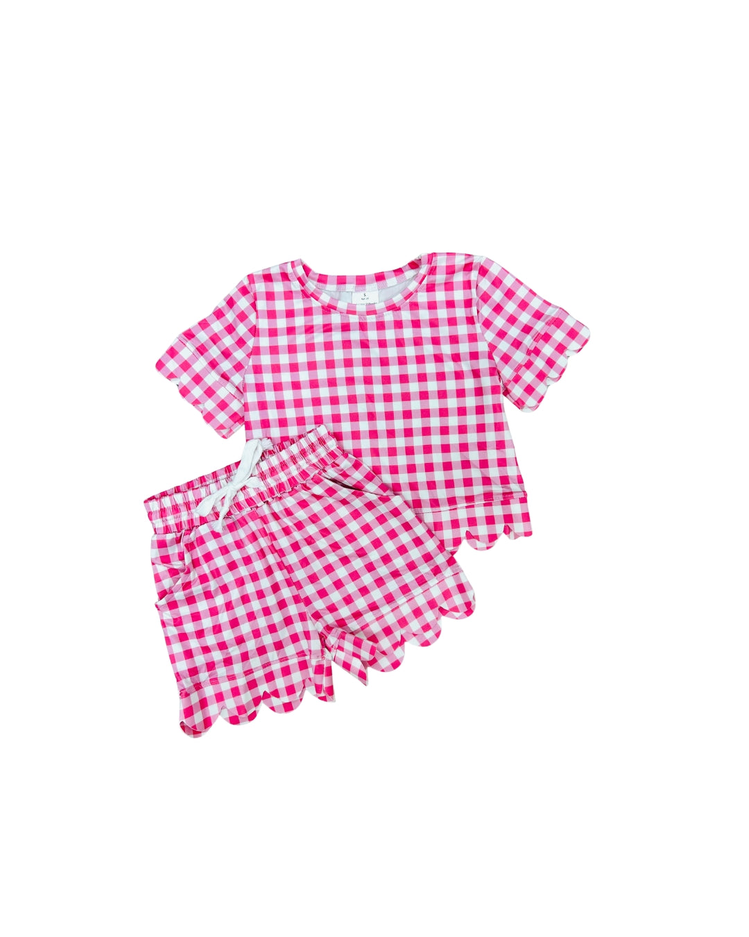 Hot Pink Gingham Scallop Short Set