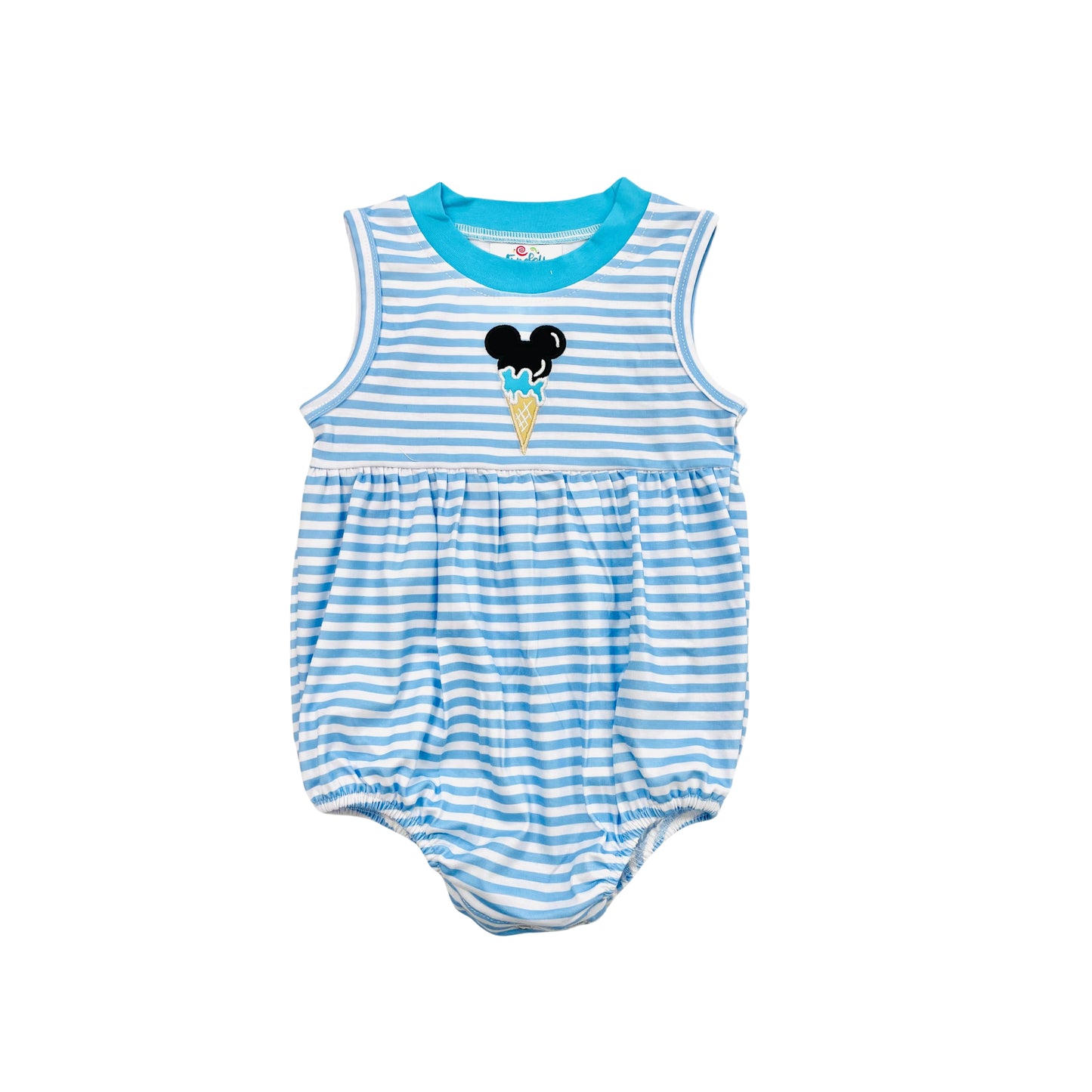 Funfetti Kids Boy Blue Stripe Mouse/Ice Cream Cone Bubble