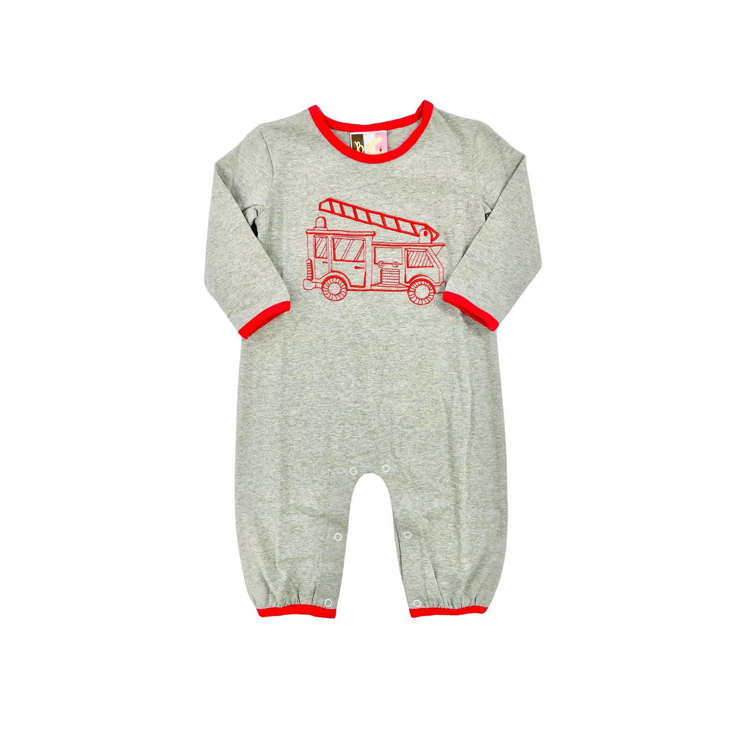 Banana Split Boy Firetruck Romper